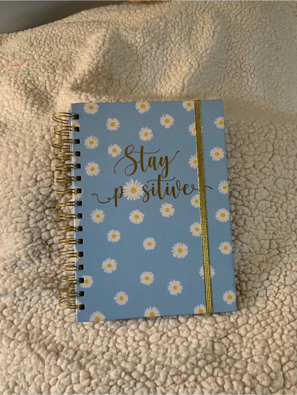 Stay Positive Daisy Spiral Notebook - Blue